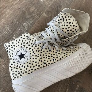 Converse Black and White High-Top Sneakers with Polka Dot Design